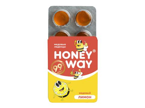 HONEY WAY, Леденцы Медовый лимон, 3*18 г