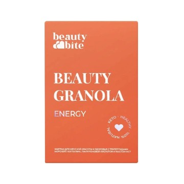 Beauty Bite, Beauty Гранола функциональная низкоуглеводная Energy, (без сахара), 125 г