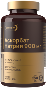 Dietelle, Витамин С (L-аскорбат натрия) с биофлавоноидами, 60 шт.