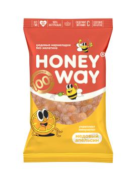 HONEY WAY, Мармеладки медовые со вкусом апельсина, 3*75 г